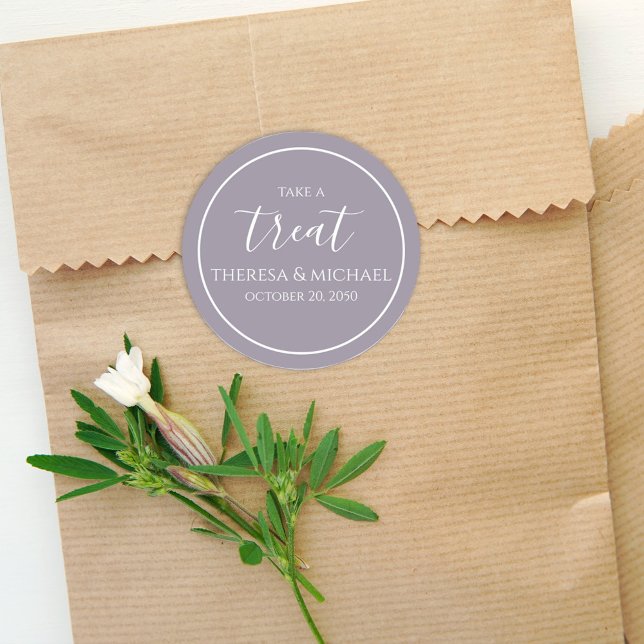 Adesivo Redondo Rótulo do Partido da Caligrafia Simples da Lavanda (Criador carregado)