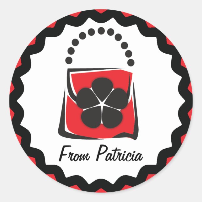 Adesivo Redondo Rótulo do presente de bolsa (Frente)