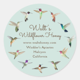 Adesivo Redondo Rótulo do Produto Aves Hummingbird da Califórnia