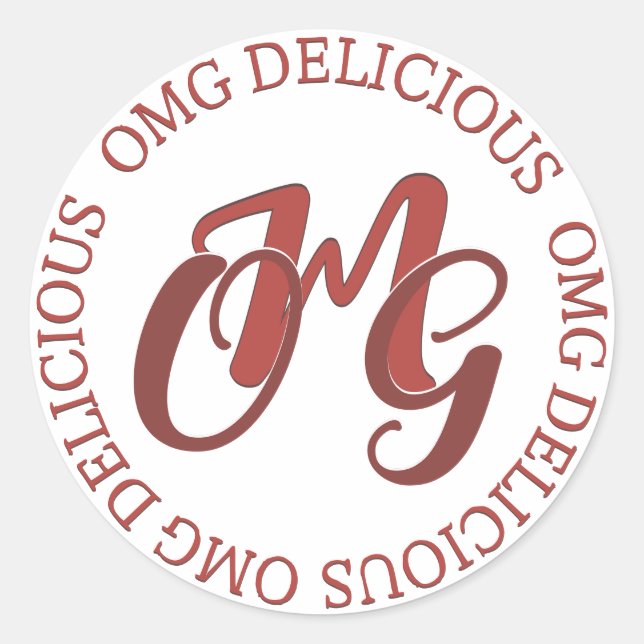 Adesivo Redondo Rótulo do produto de Comida genérica DELICIOUS OMG (Frente)