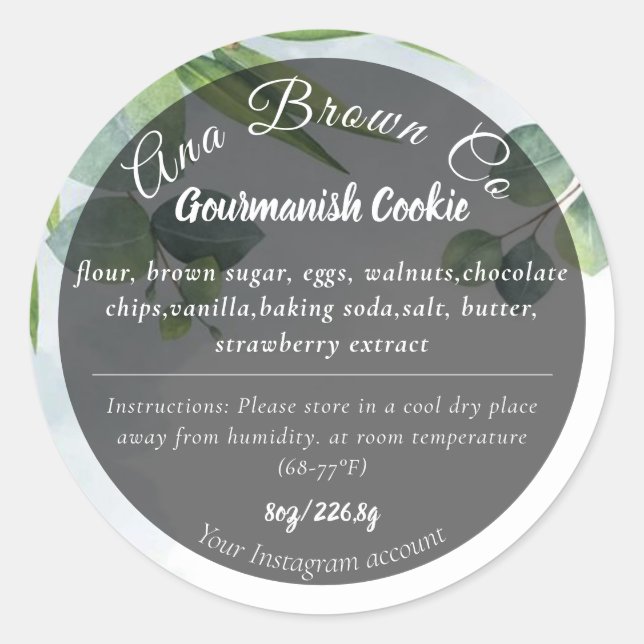 Adesivo Redondo Rótulo do produto Eucalyptus (Frente)