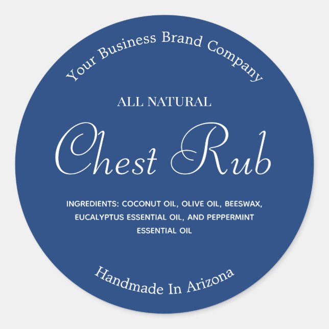 Adesivo Redondo Rótulo do Produto Eucalyptus Frio-Pomada Azul (Frente)