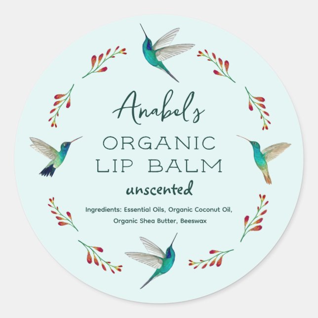 Adesivo Redondo Rótulo do produto Hummingbird (Frente)