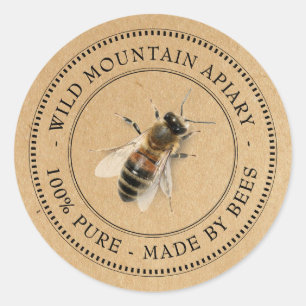 Adesivo Redondo Rótulo do produto Kraft Honeybee