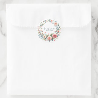 Adesivo Redondo Rótulo do produto Pente redondo Flower Wreath feit