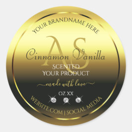 Adesivo Redondo Rótulo do produto Shimmery Dourado de luxo Joias M