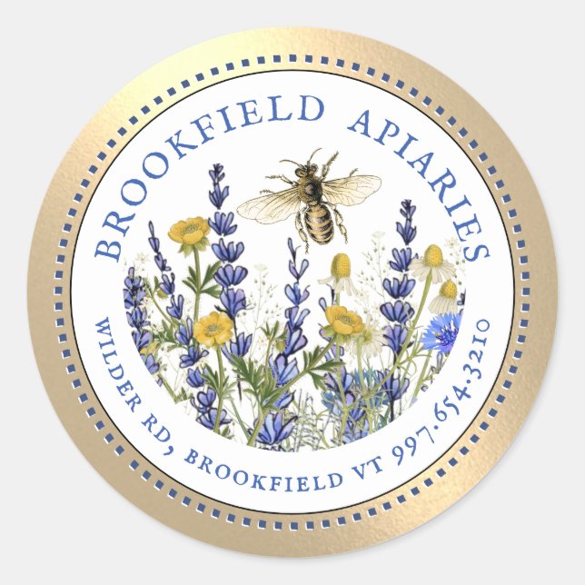 Adesivo Redondo Rótulo do Promocional Apiário do Jardim de Algodão (Frente)