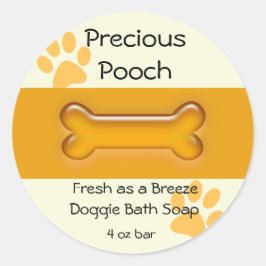 Adesivo Redondo Rótulo do Sabão Cão - Círculo laranja