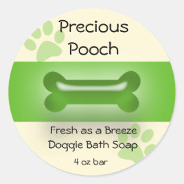 Adesivo Redondo Rótulo do Sabão do Cão - Círculo verde