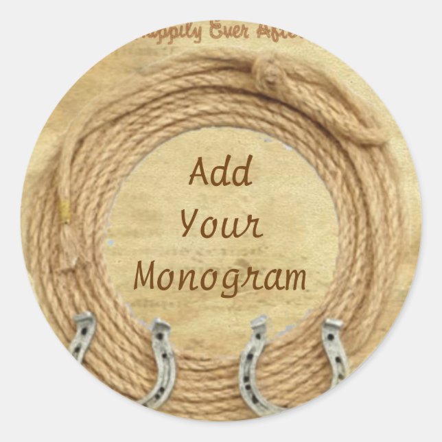 Adesivo Redondo Rótulo do selo do envelope do tema ocidental (Frente)