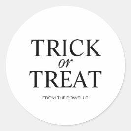 ADESIVO REDONDO RÓTULO DO TRUQUE OU TRATAMENTO