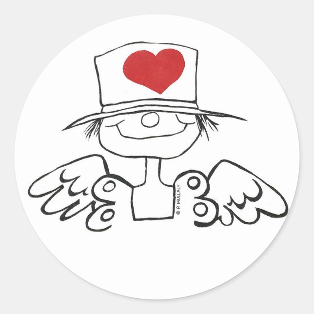 Adesivo Redondo Rótulo do Vedante de Fada do Coração (Frente)