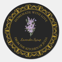 Rótulo do Xarope de Lavanda Homemade Vintage em Pr