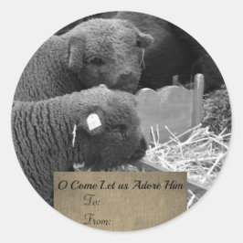 Adesivo Redondo Rótulo dos borregos de Natal