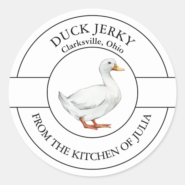 Adesivo Redondo Rótulo Duck Jerky (Frente)