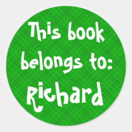 Adesivo Redondo Rótulo "Este Livro Pertence A" da Xadrez Verde
