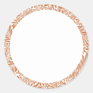 Adesivo Redondo Rótulo floral branco e terracota em branco