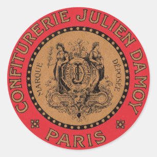 Adesivo Redondo Rótulo Francês Vintage