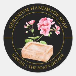 Adesivo Redondo Rótulo Geranium Soap