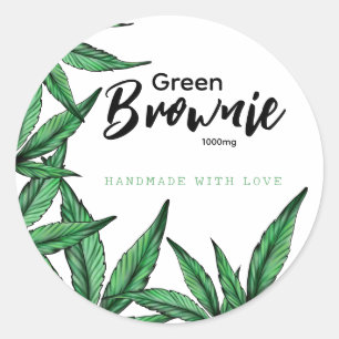 Adesivo Redondo rótulo Green Brownie Edibles