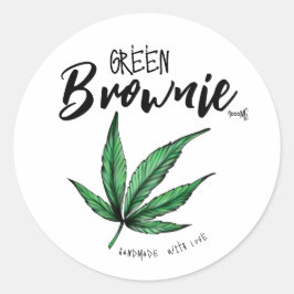 Adesivo Redondo rótulo Green Brownie Edibles