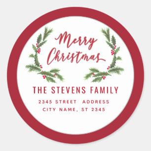 Adesivo Redondo Rótulo Holandês Feliz Natal Vermelho