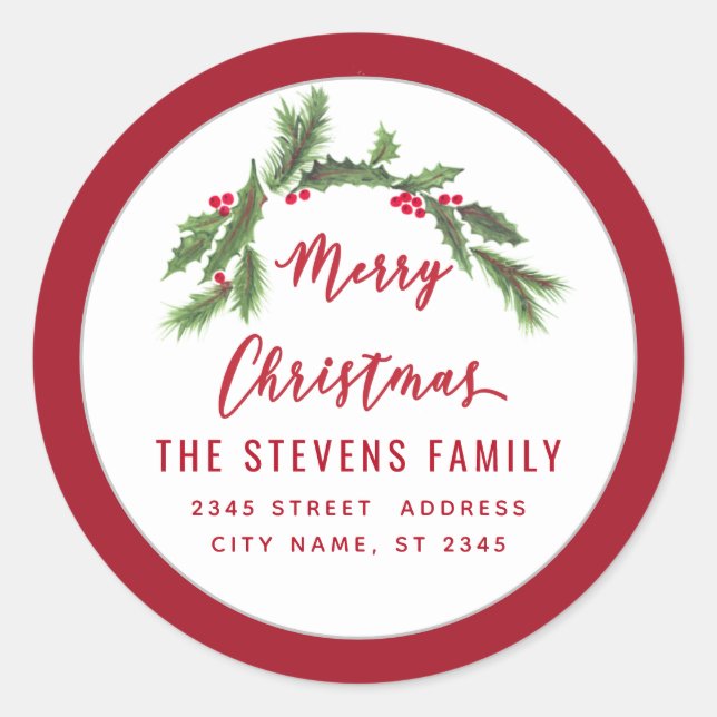 Adesivo Redondo Rótulo Holandês Feliz Natal Vermelho (Frente)