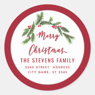 Adesivo Redondo Rótulo Holandês Feliz Natal Vermelho