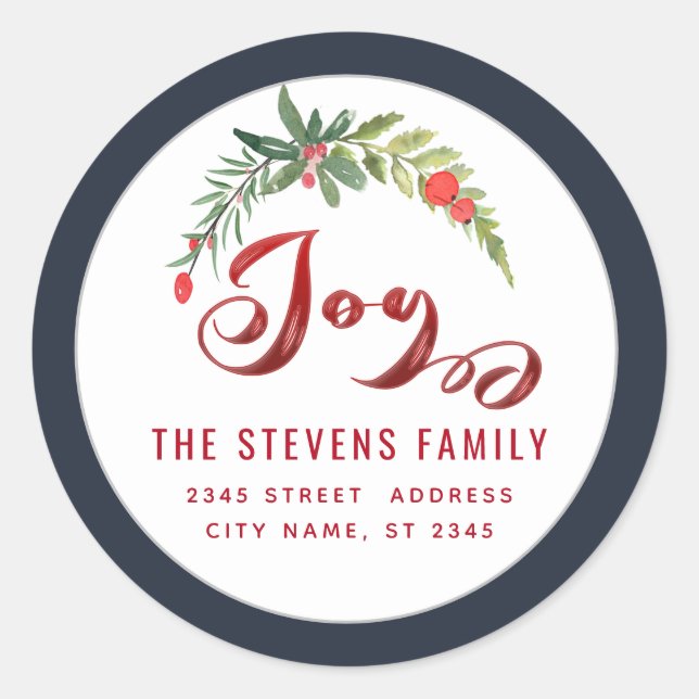 Adesivo Redondo Rótulo Holly vermelho do script moderno (Frente)