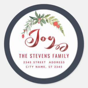 Adesivo Redondo Rótulo Holly vermelho do script moderno