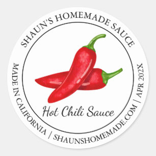 Adesivo Redondo Rótulo Hot Chili Sauce Modern