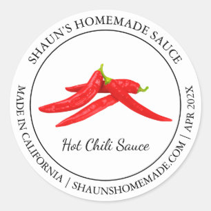 Adesivo Redondo Rótulo Hot Chili Sauce Modern