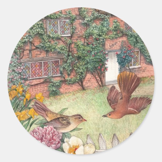 Adesivo Redondo Rótulo ilustrado de algodão para jardins de algodã (Frente)