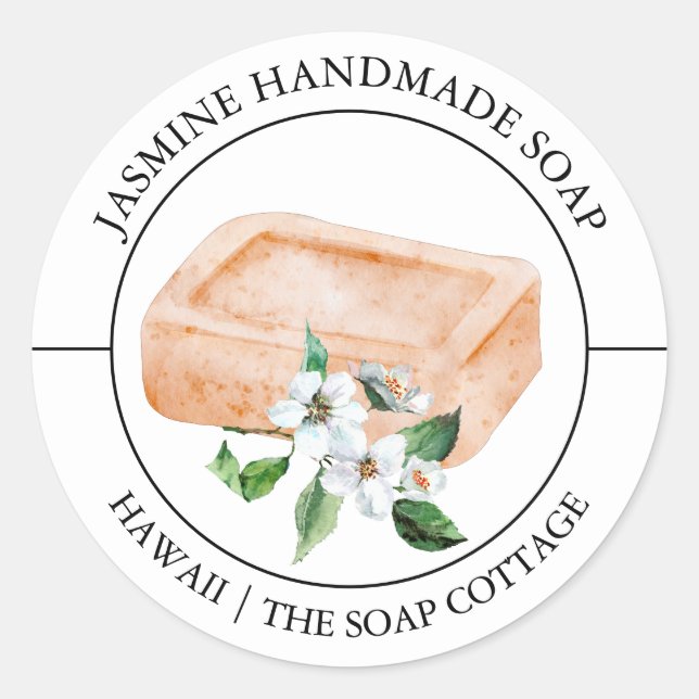 Adesivo Redondo Rótulo Jasmine Soap (Frente)