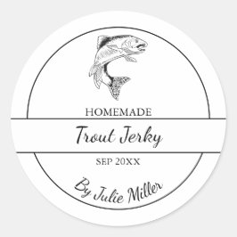 Adesivo Redondo Rótulo Jerky de Problemas Simples em Casa