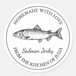 Adesivo Redondo Rótulo Jerky de Salmão Casado
