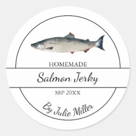 Adesivo Redondo Rótulo Jerky de Salmão Simples
