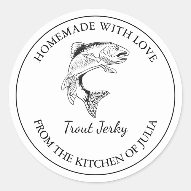 Adesivo Redondo Rótulo Jerky do Trut Homemade (Frente)
