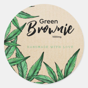 Adesivo Redondo Rótulo Kraft Green Brownie Edibles