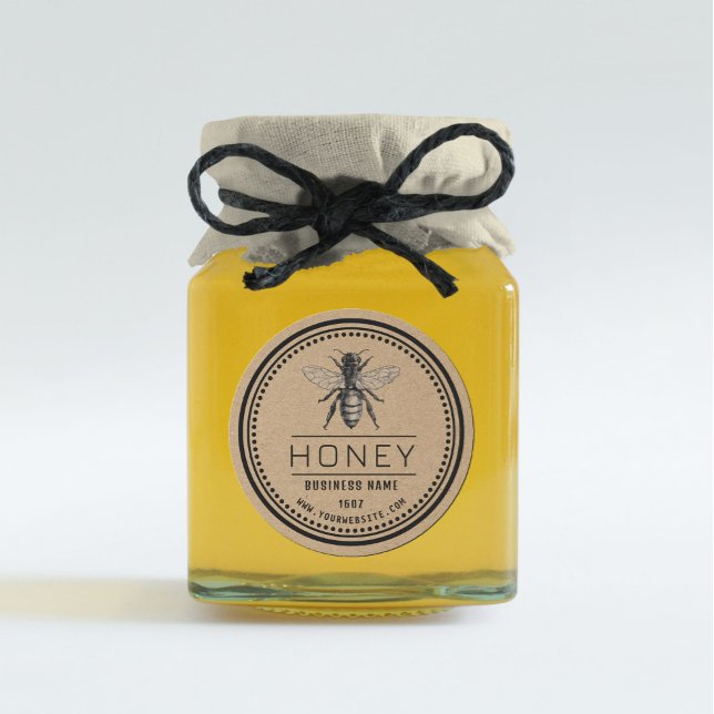 Adesivo Redondo Rótulo Kraft Honey | Logotipo de mel (Criador carregado)