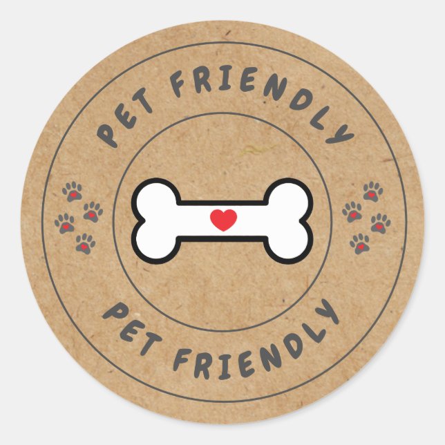 Adesivo Redondo Rótulo Kraft Pet Friendly com osso (Frente)