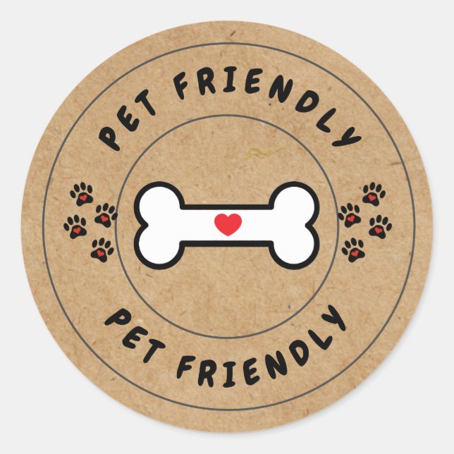 Adesivo Redondo Rótulo Kraft Pet Friendly com osso (Frente)