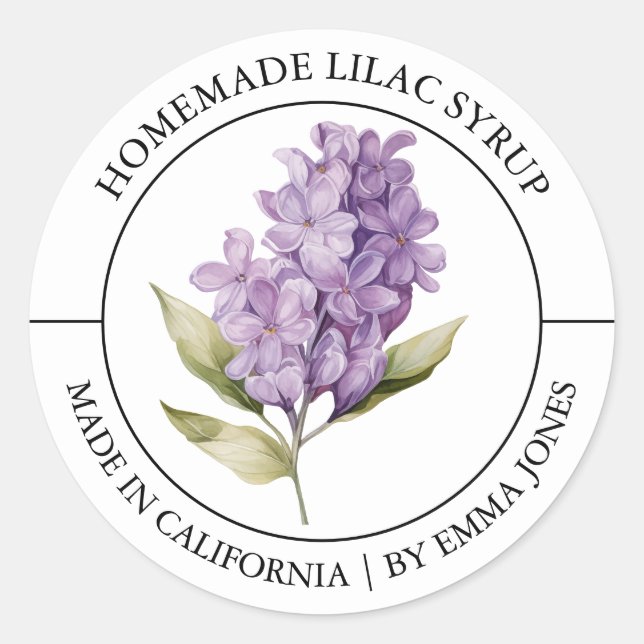 Adesivo Redondo Rótulo Lilac Modern (Frente)