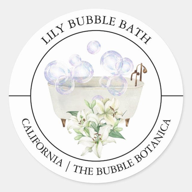 Adesivo Redondo Rótulo Lily Bubble Bath (Frente)
