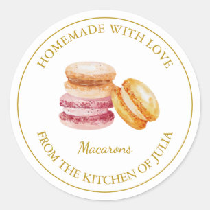 Adesivo Redondo Rótulo Macaron Homemade Branca