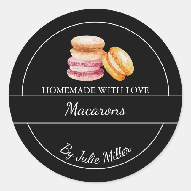 Adesivo Redondo Rótulo Macarons Simples Homemade (Frente)