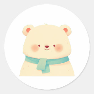 Adesivo Redondo Rótulo Minimalista do Livro do Urso do Scarf