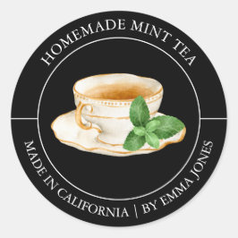 Adesivo Redondo Rótulo Mint Tea Modern