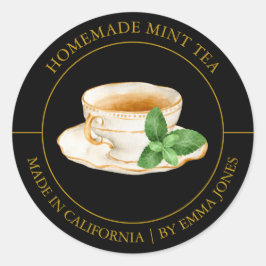 Adesivo Redondo Rótulo Mint Tea Modern