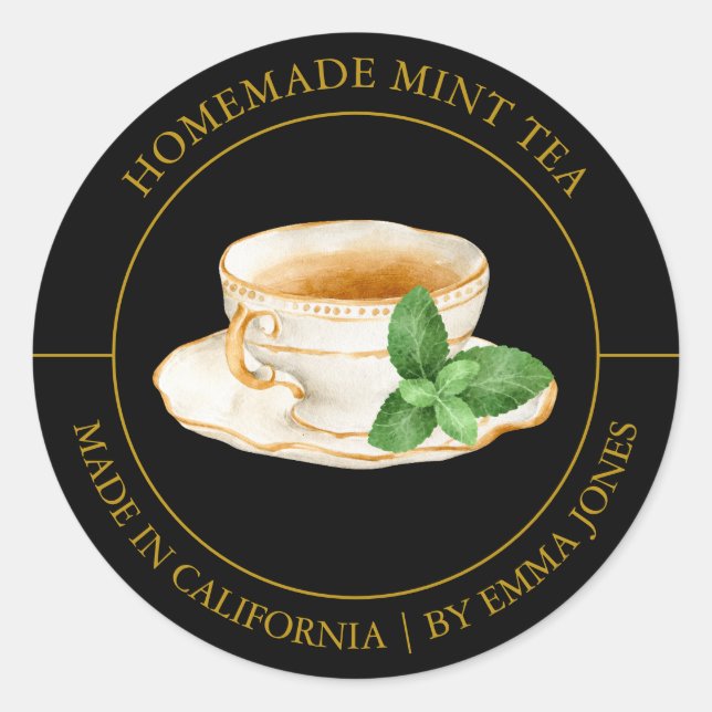 Adesivo Redondo Rótulo Mint Tea Modern (Frente)